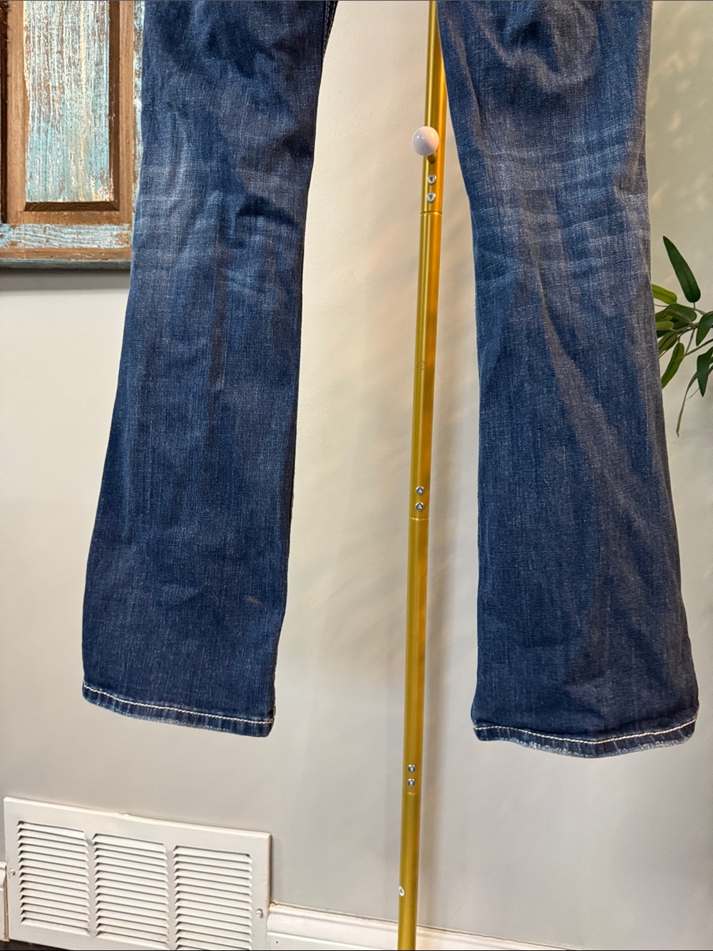 Rerock for express Y2K  low rise bootcut  Jeans with Embroidered Back Pockets 4 - Picture 4 of 14